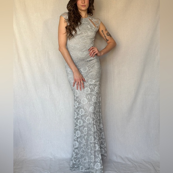 B Darlin Dresses & Skirts - Vintage Y2K Silver Mermaid Bodycon Keyhole Dress